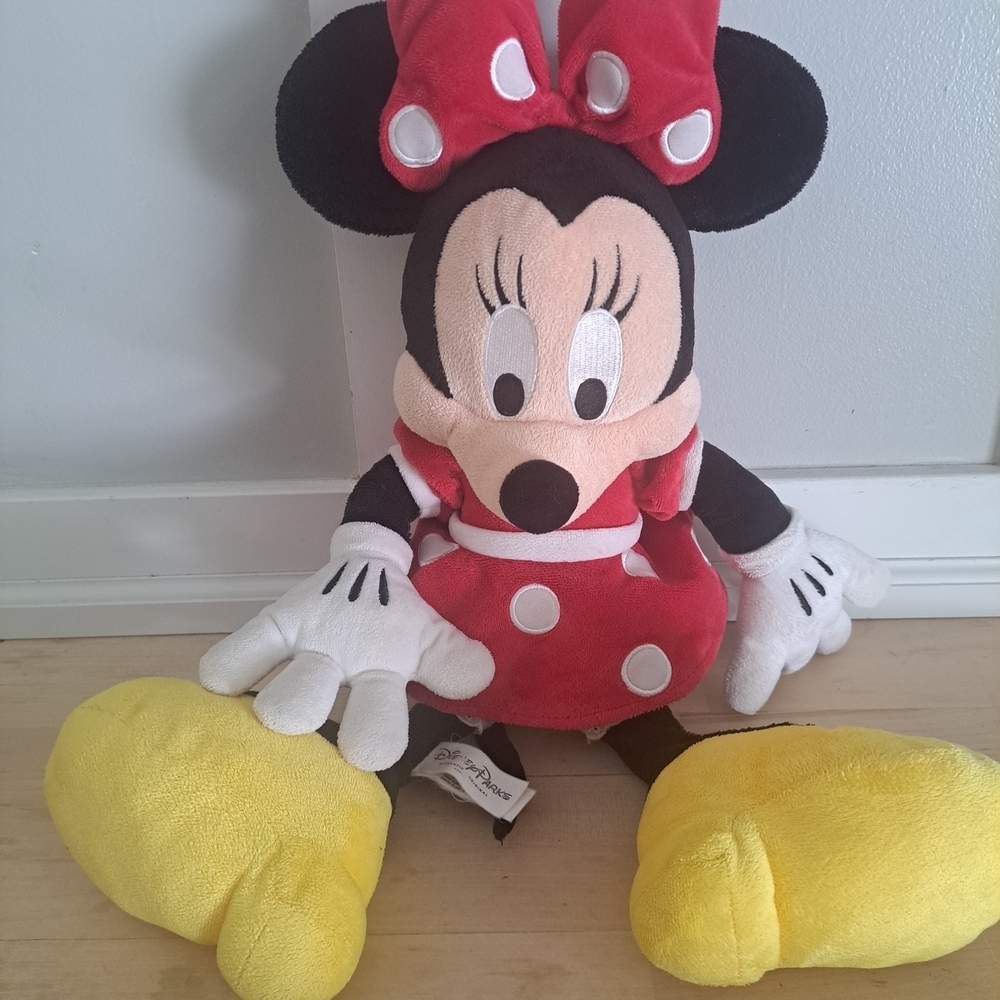 Disney Parks Minnie Mouse Plush – 17” Classic Red Polka Dot Dress